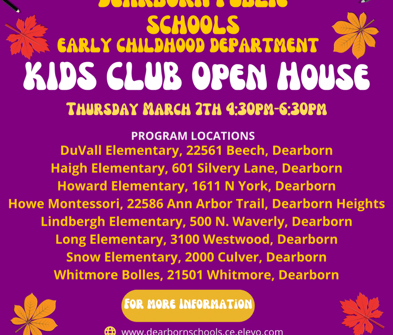 Preschool and Kids Club holding open house on March 7