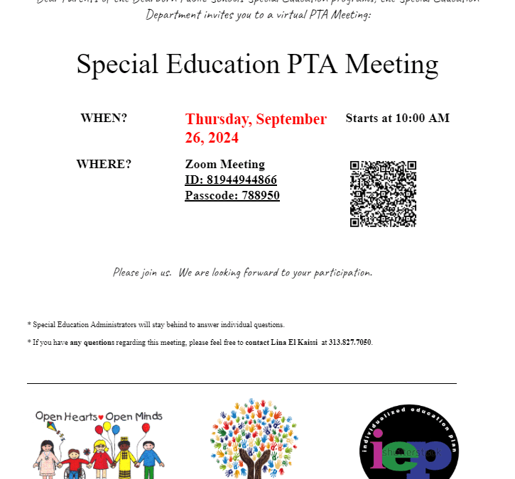 The Special Education PTA Meeting Has been Rescheduled